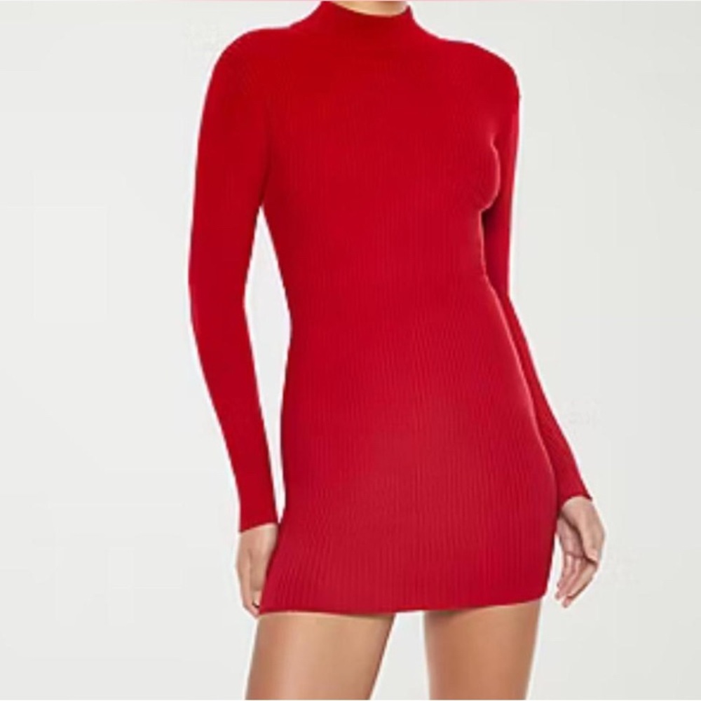 Forever 21 Red Long Sleeve Bodycon Dress